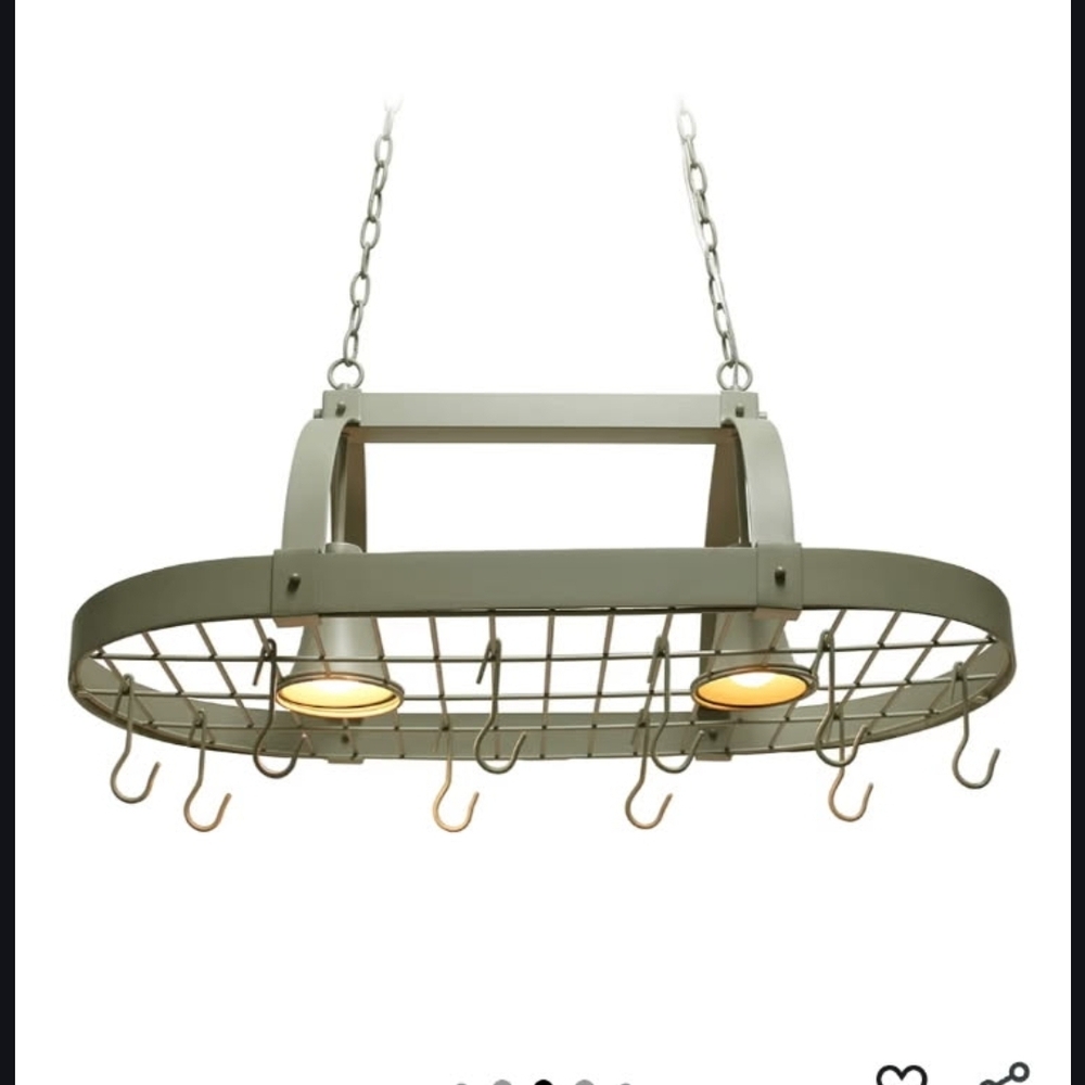 Industrial Hanging Pot Rack with Lights